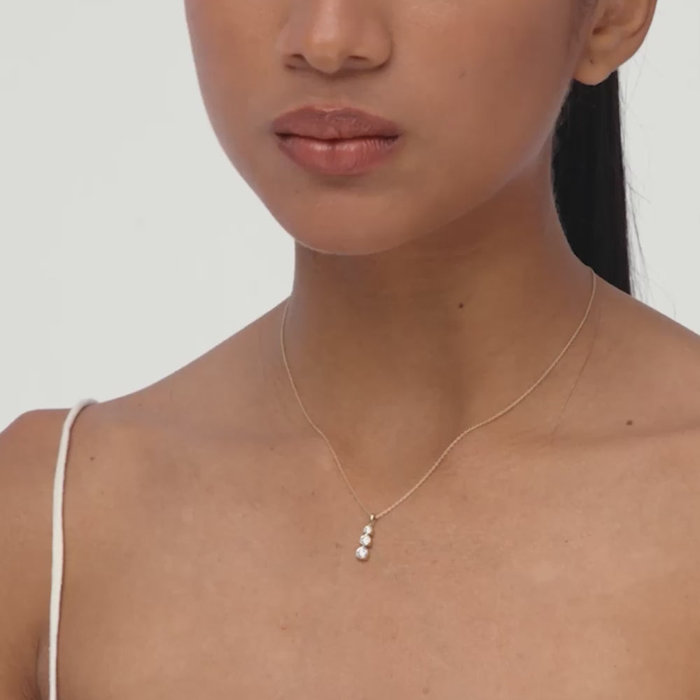 0.80 CTW 14k Three Stone Lab Grown Diamond Drop Necklace - Galla Ferkos Fine Jewelry