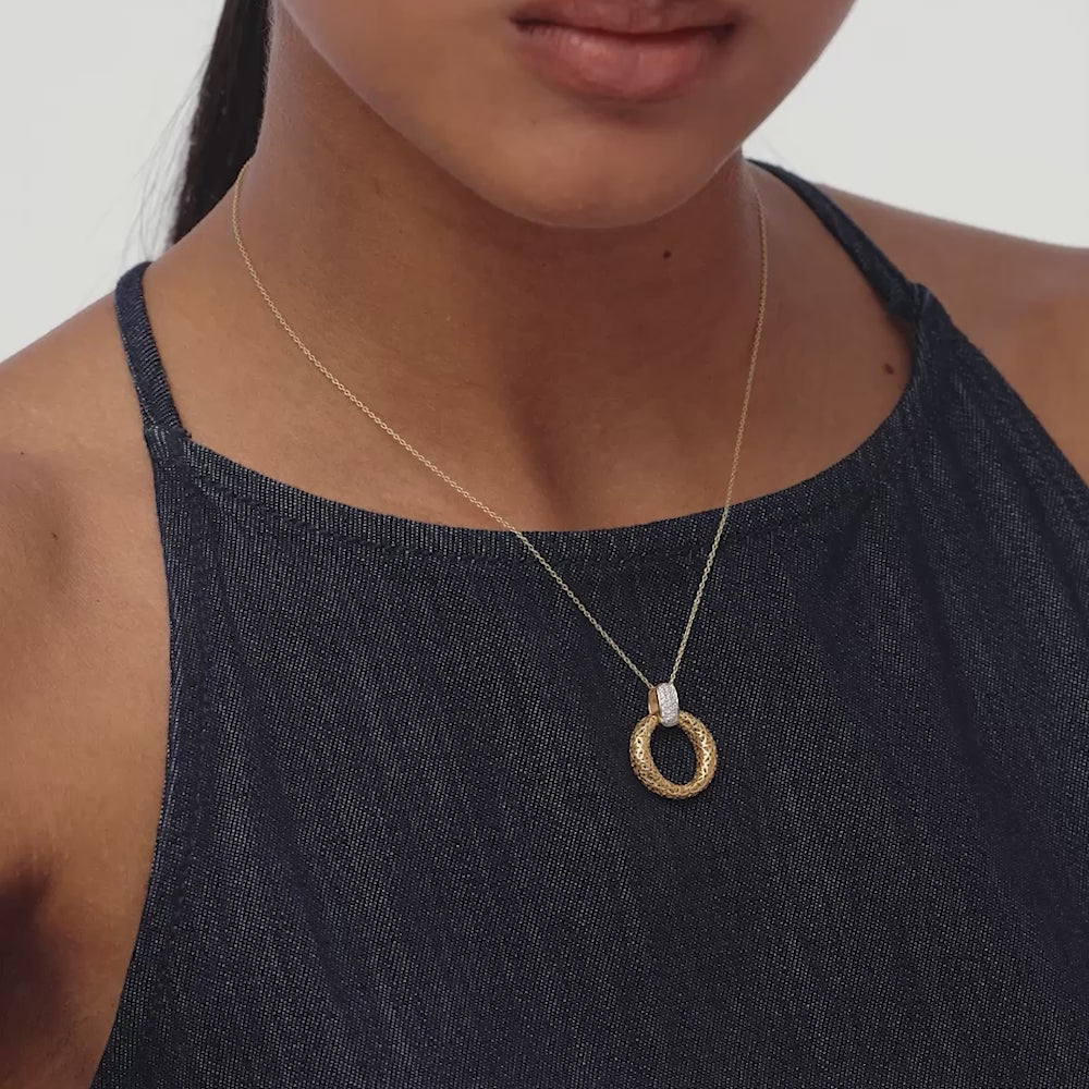 14k Gold Unique Diamond Open Circle Pendant Necklace Ferkos Fine Jewelry