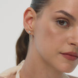 1.00 CTW 14K Gold Asscher Cut Lab Grown Diamond Beaded Chain Stud Earrings - Narla Ferkos Fine Jewelry