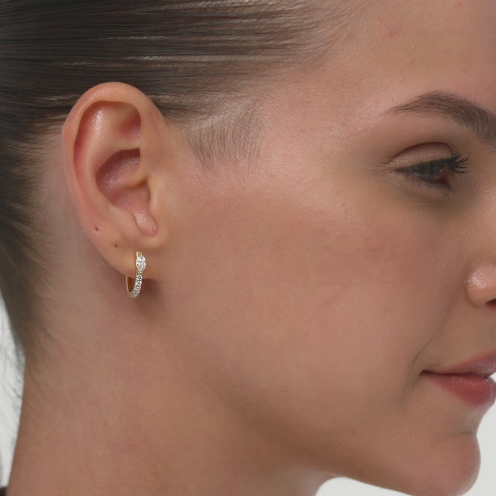 14K Lab Grown Marquise Diamond Hoop Earrings - Lada Ferkos Fine Jewelry