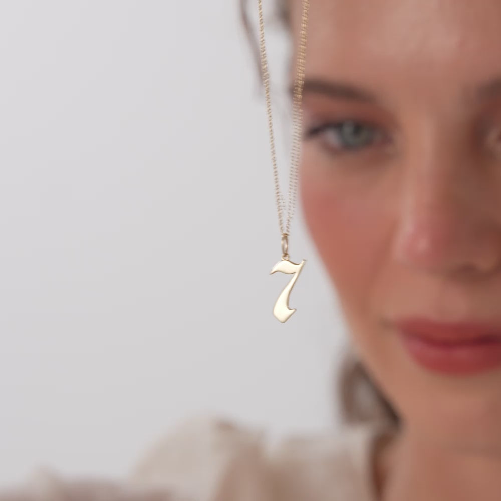 14K Gothic Number Pendant Necklace Ferkos Fine Jewelry