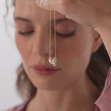 1.55 ctw Lab Grown Pear & Emerald Cut Toi et Moir Halo Setting Necklace - Sanaa Ferkos Fine Jewelry