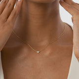 14K Gold Horizontal Pear Shape Diamond Solitaire Necklace