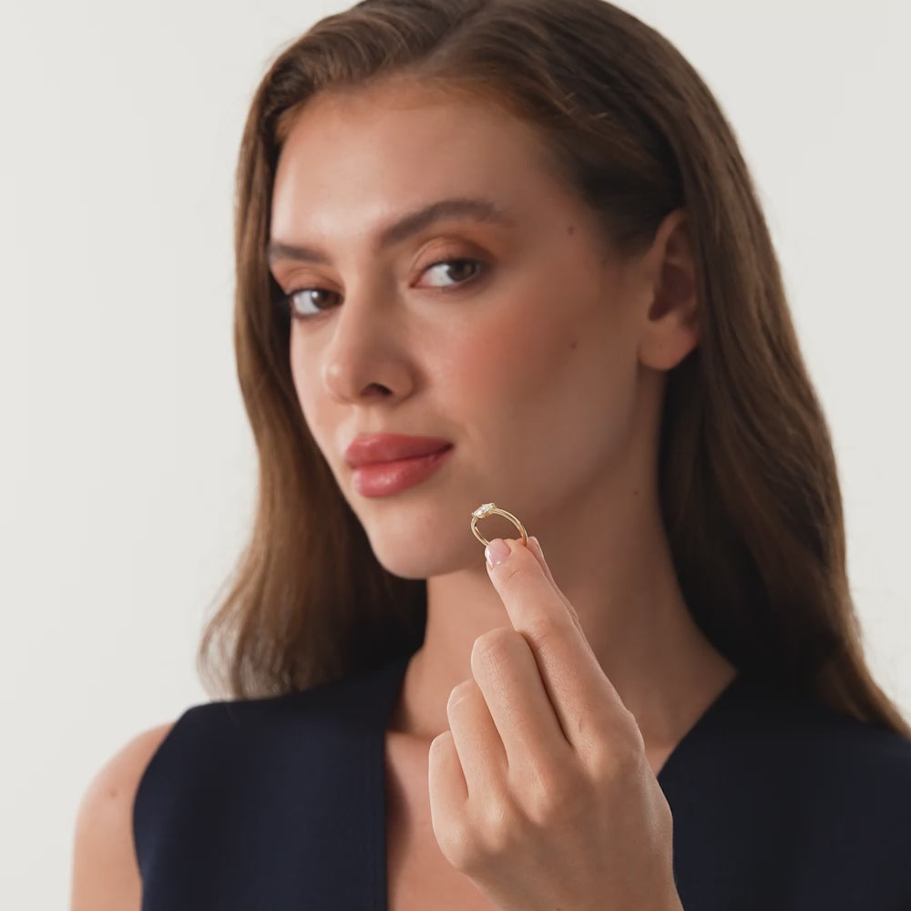 0.50 Ctw 14k Prong Setting Marquise Shaped Lab Grown Diamond Wavy Promise Ring - Elisa Ferkos Fine Jewelry