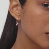 14k Gold Two Tone Oval Staple Hoop Earrings Ferkos Fine Jewelry