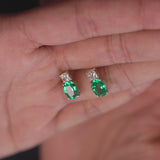 3.00 Ctw 14k Lab Grown Colombian Emerald and Diamond Two-Stone Stud Earrings - Doria