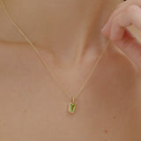 14K Emerald Cut Peridot Vertical Bezel Setting Pendant Ferkos Fine Jewelry