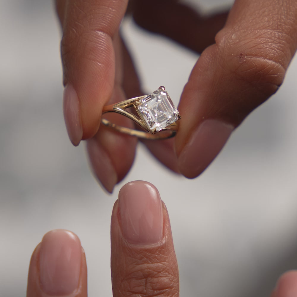 3.00ctw 14k Asscher Cut Lab Grown Diamond Engagement Ring - Bianca Ferkos Fine Jewelry