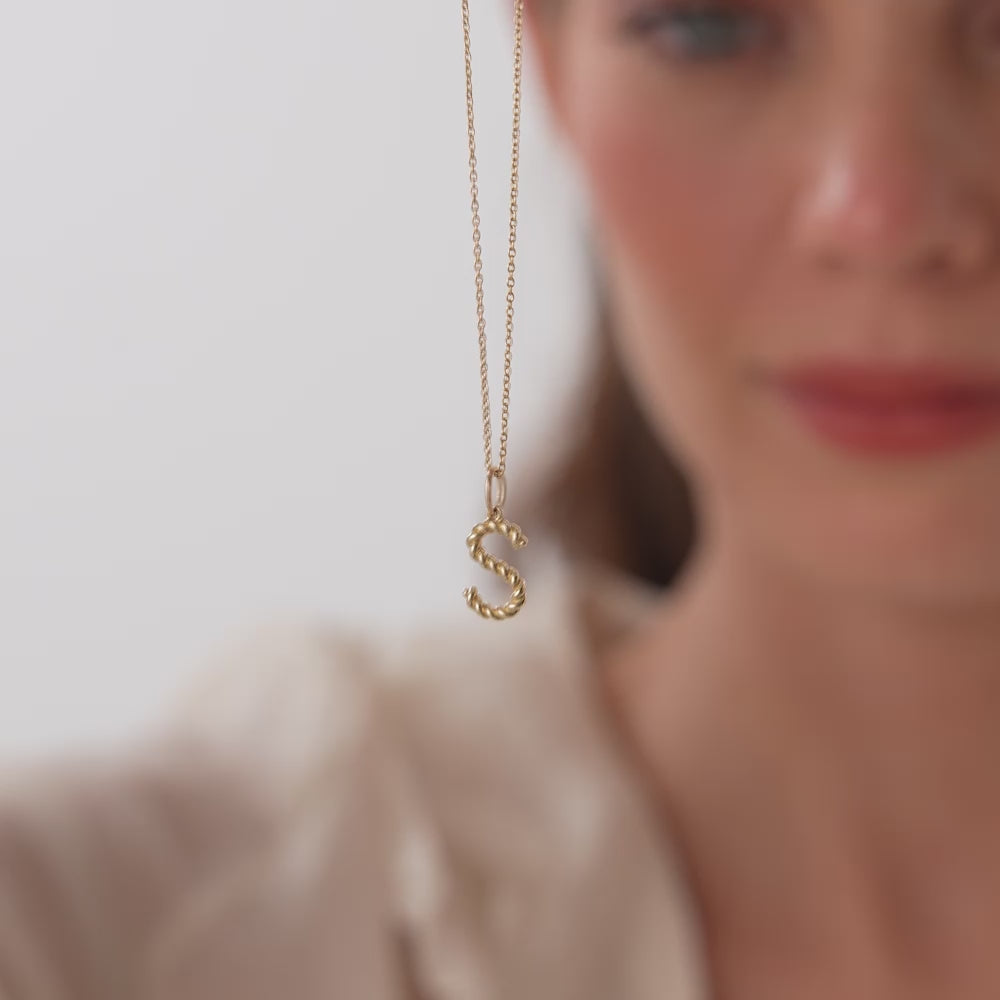 14K Rope Initial Pendant Necklace Ferkos Fine Jewelry