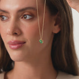 14k Gold Emerald and Diamond Floral Pendant Ferkos Fine Jewelry