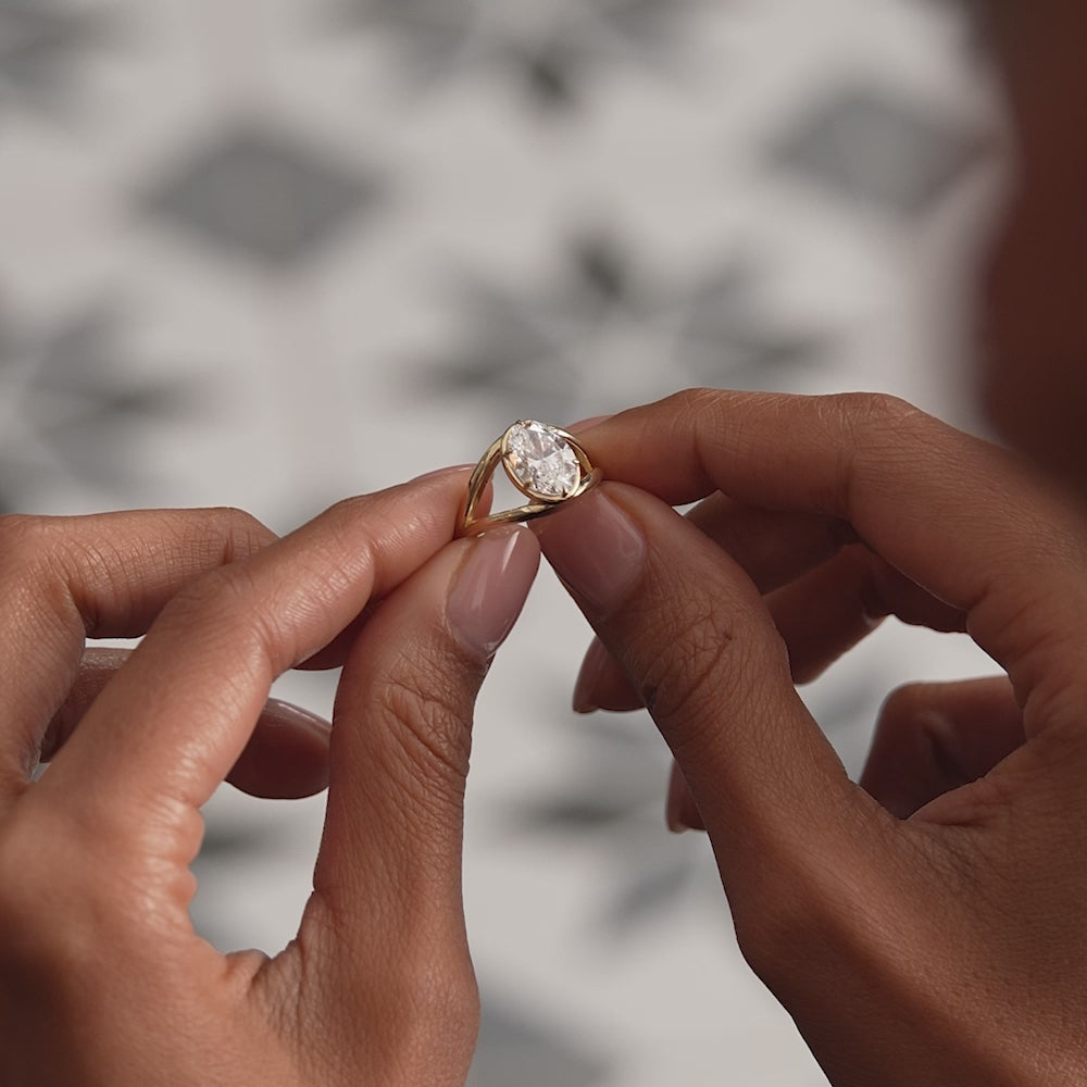 2.00ctw 14k Oval Shaped Split Shank Lab Grown Diamond Engagement Ring - Nella Ferkos Fine Jewelry