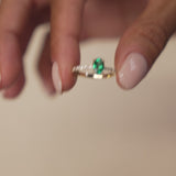 0.88 Ctw 14k Lab Grown Colombian Emerald and Diamond Ring - Eleni Ferkos Fine Jewelry