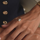 1.50 Ctw East West Oval Shaped Lab Grown Bezel Setting Modern Engagement Ring, Lenora Ferkos Fine Jewelry