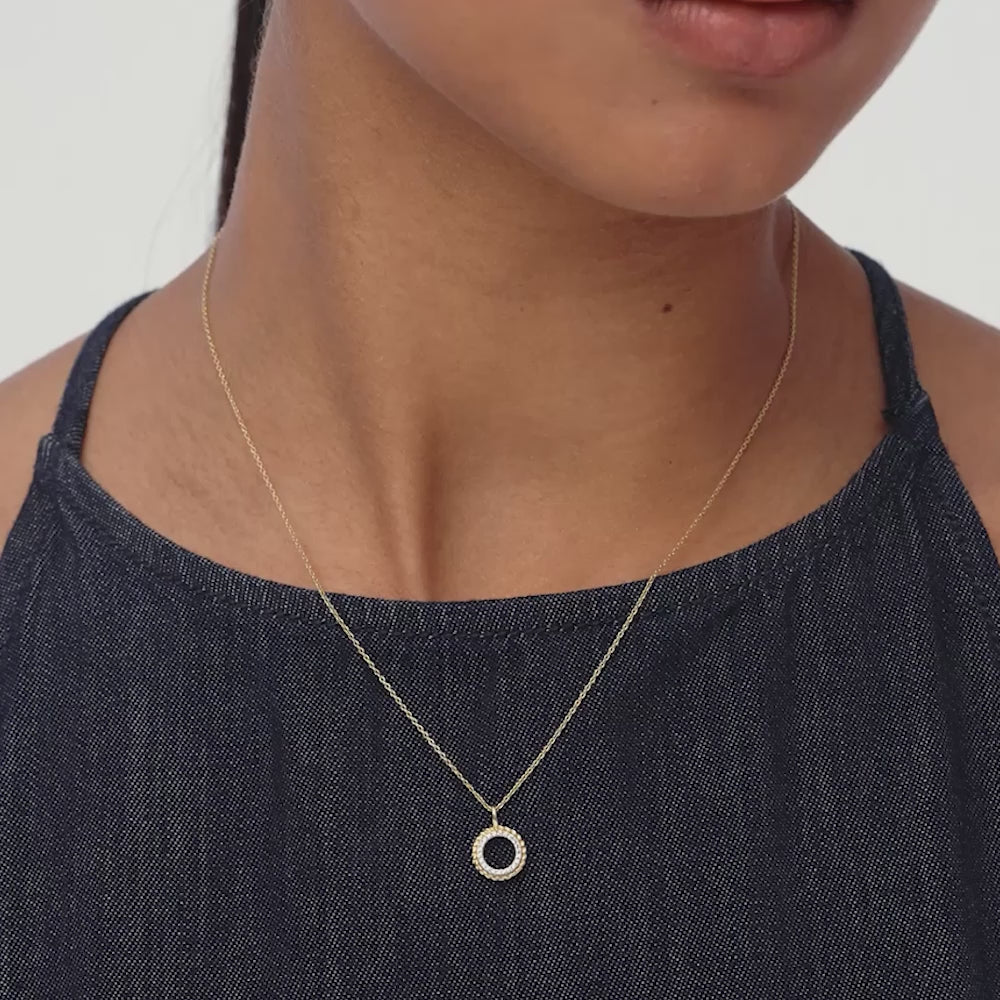 14K Gold Diamond Rope Circle Pendant Necklace Ferkos Fine Jewelry