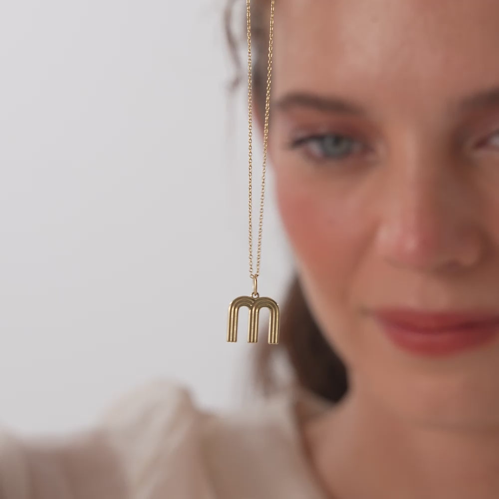 14K Triple Line Initial Necklace Ferkos Fine Jewelry