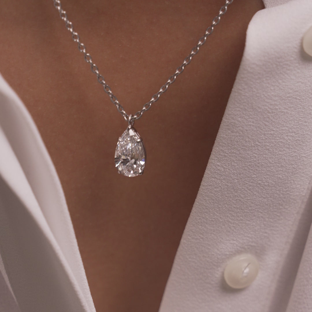 3.00 Ctw 14k Pear Shaped Lab Grown Diamond Statement Pendant Necklace - Clio Ferkos Fine Jewelry