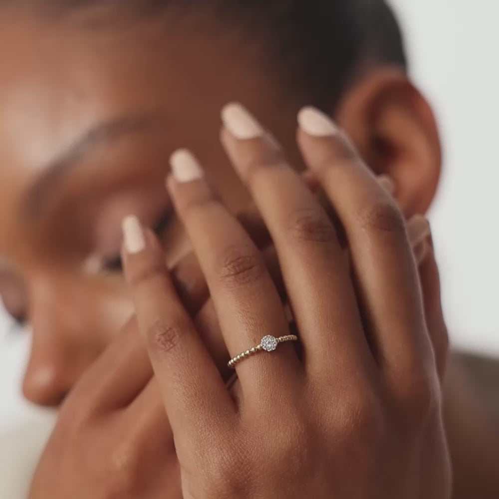 14K Gold Beaded Floral Diamond Ring Ferkos Fine Jewelry