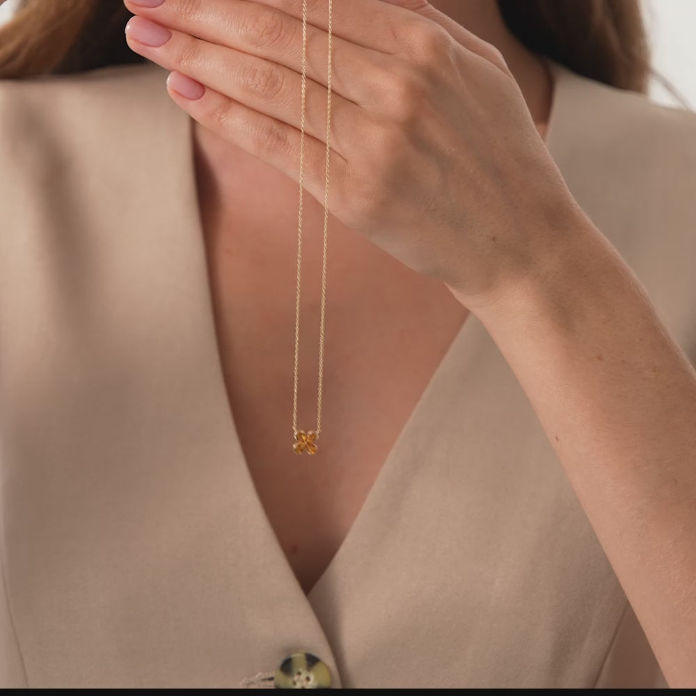 14K Four Leaf Citrine Clover Necklace Ferkos Fine Jewelry