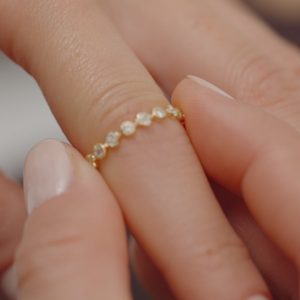 14k Diamond Eternity Bezel and Clover Ring Ferkos Fine Jewelry