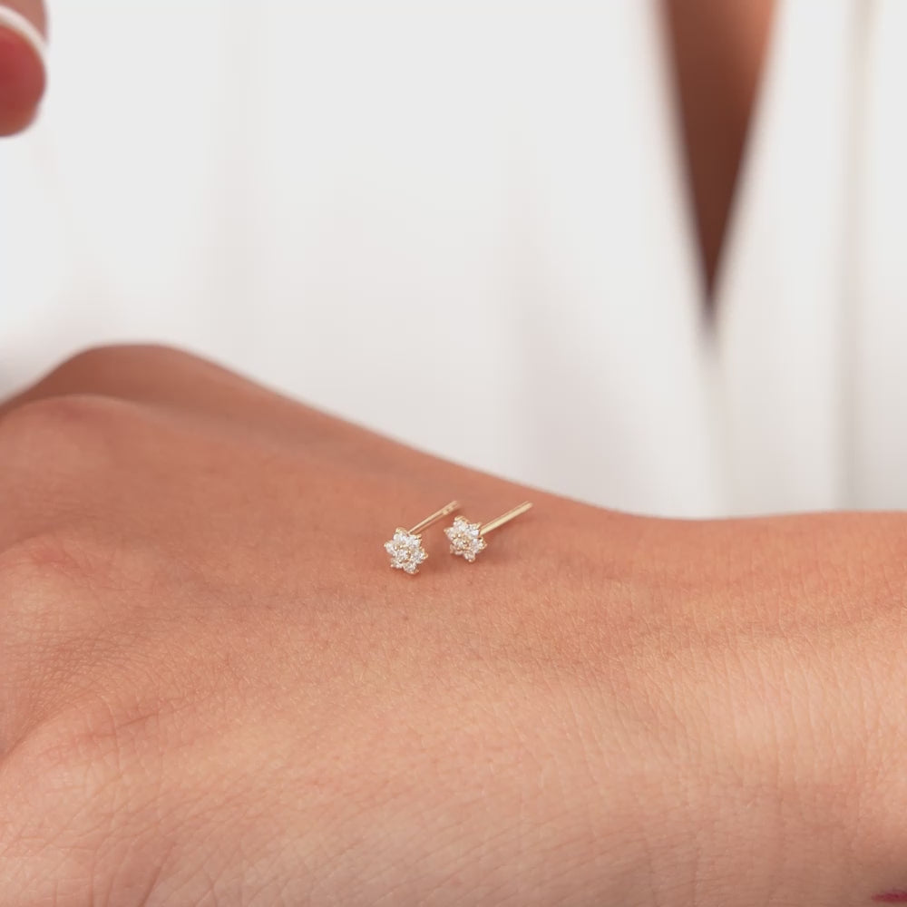 14k Diamond Floral Cluster Stud Earrings Ferkos Fine Jewelry