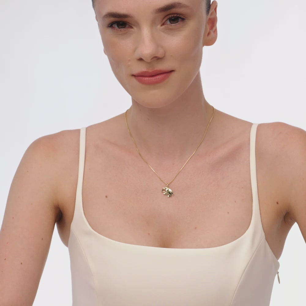 14k Elephant Charm Necklace with Natural Diamond Ferkos Fine Jewelry