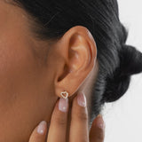 14K Gold Mini Heart Earrings Diamond Studs