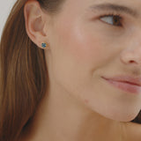 14K Cushion Shaped Round London Blue Topaz Stud Earrings Ferkos Fine Jewelry