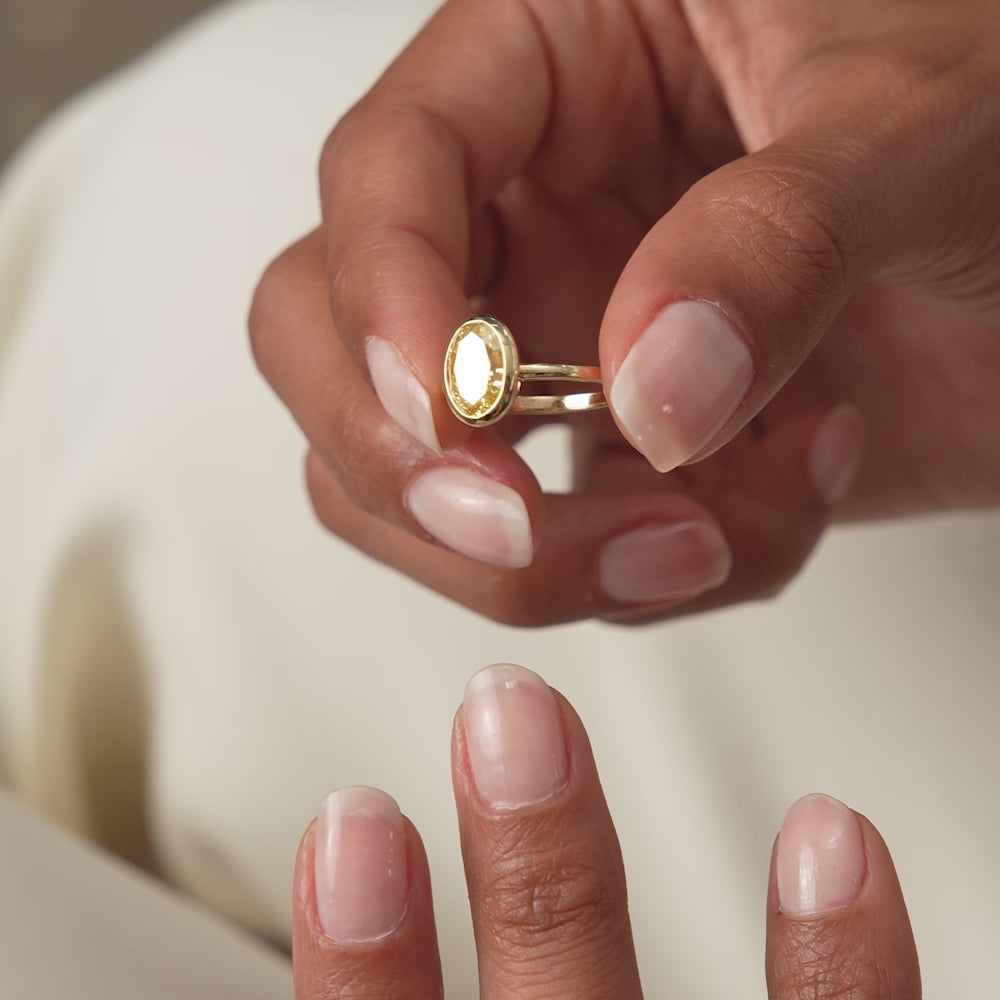 2.00 Ctw 14k Fancy Yellow Oval Lab Grown Diamond Engagement Ring - Marivine Ferkos Fine Jewelry