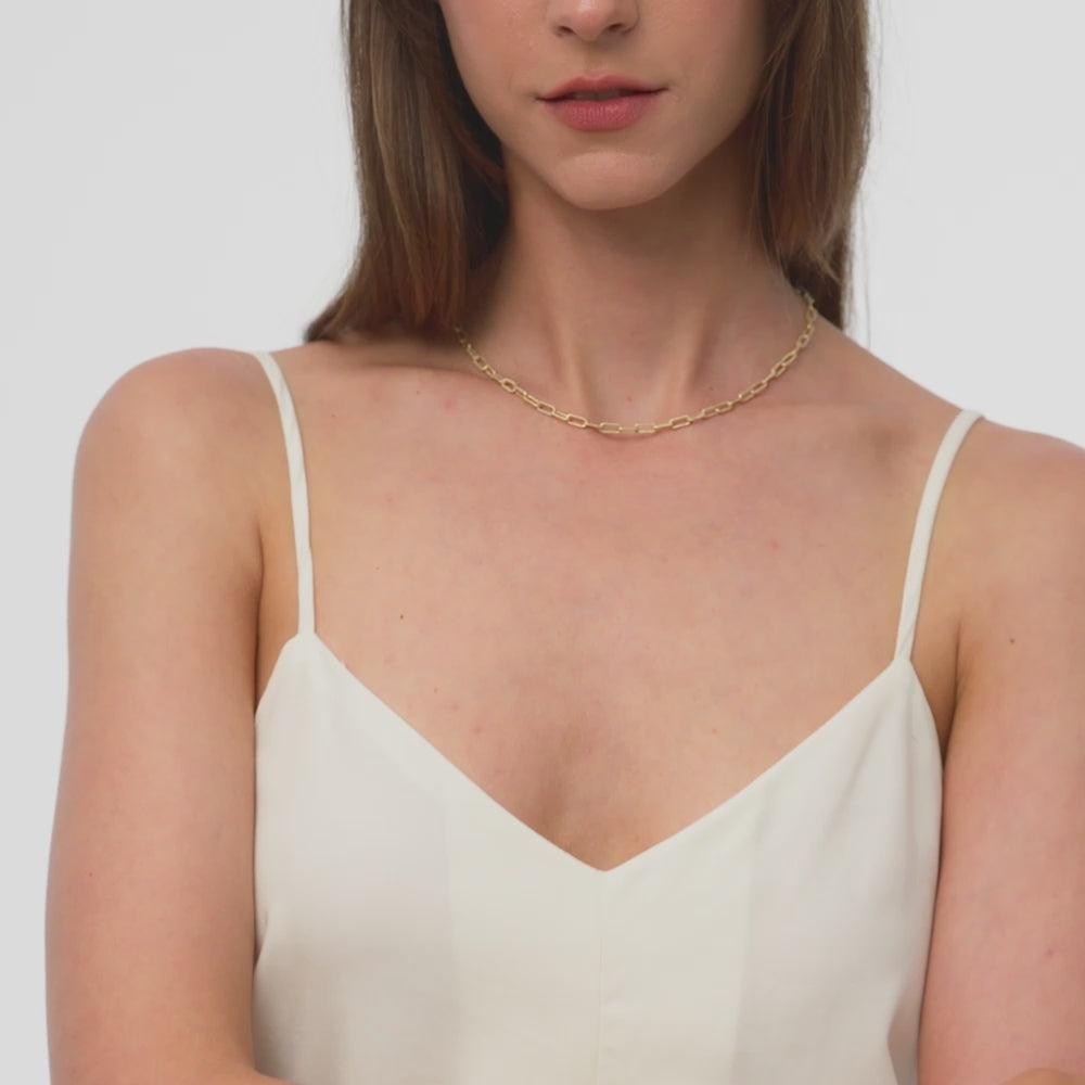 14K Gold Textured Paperclip Chain Necklace Ferkos Fine Jewelry