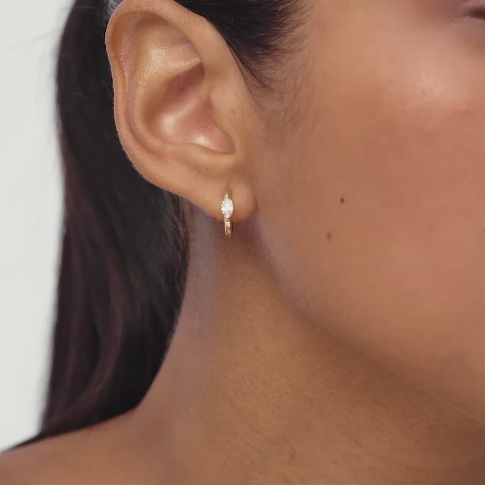 14K Marquise Lab Grown Diamond Hoop Earrings - Kiku Ferkos Fine Jewelry