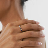 14k 7 Stone Basket Setting Diamond and Sapphire Wedding Ring