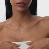 14k Baguette & Round Diamond Circle Necklace
