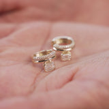 1.35 ctw 14k Lab Grown Emerald Cut Diamond Pavé Huggie Earrings - Gina Ferkos Fine Jewelry