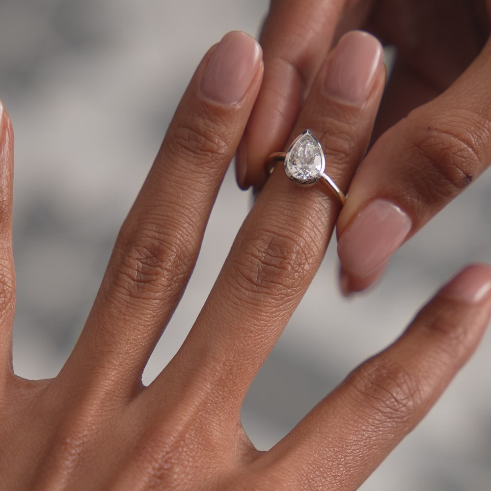1.50ctw 14k Pear Shaped Lab Grown Diamond Unique Engagement Ring - Pia Ferkos Fine Jewelry