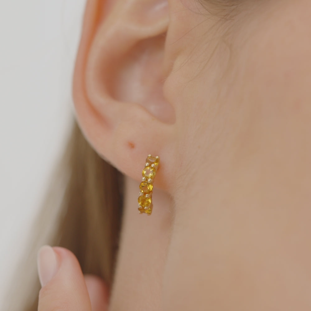 14K Prong Set Citrine Half Hoops Ferkos Fine Jewelry