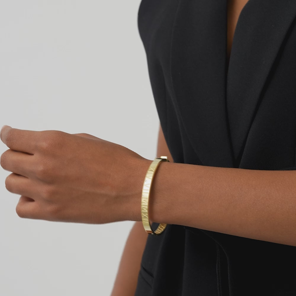 14K Personalized Roman Numeral Bangle Bracelet Ferkos Fine Jewelry