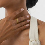 14K Stackable Ribbed Woven Gold Ring