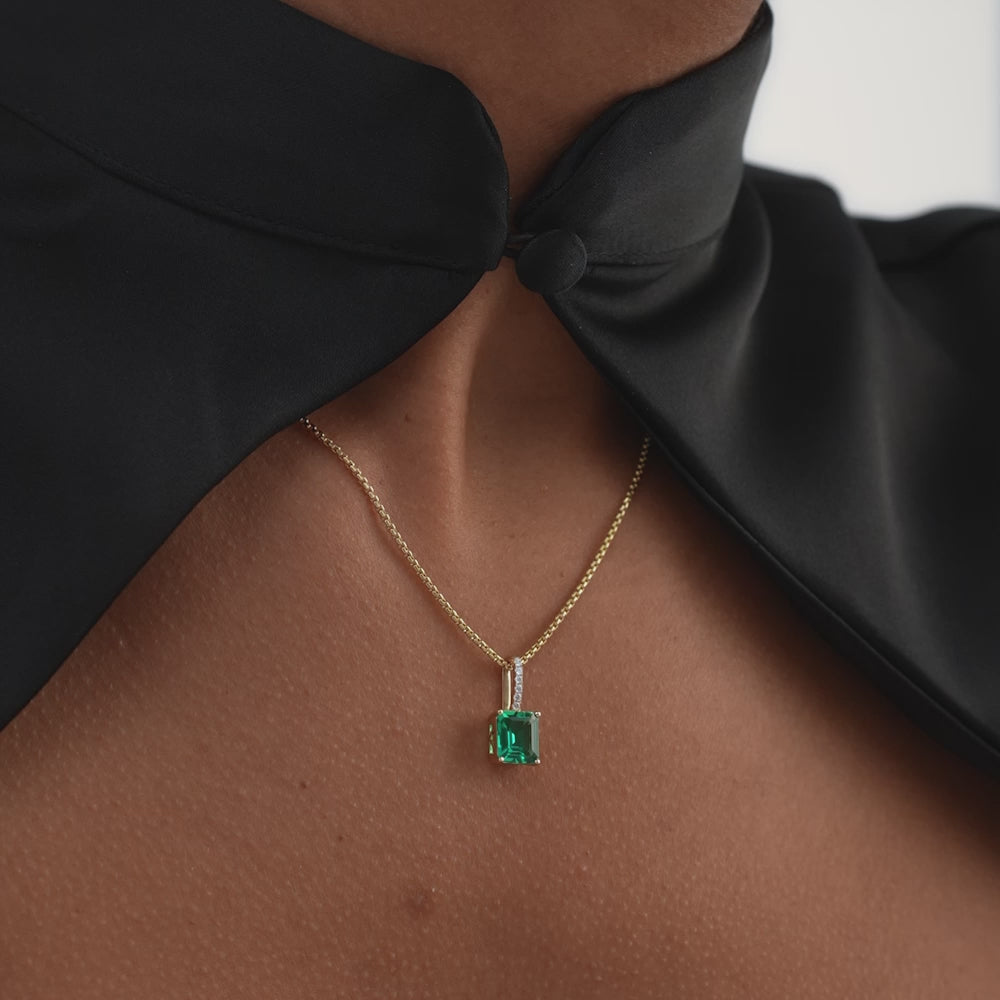 1.85 Ctw 14K Lab Grown Colombian Emerald Pendant - Sana Ferkos Fine Jewelry