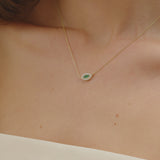 14k Marquise Emerald Diamond Halo Necklace Ferkos Fine Jewelry