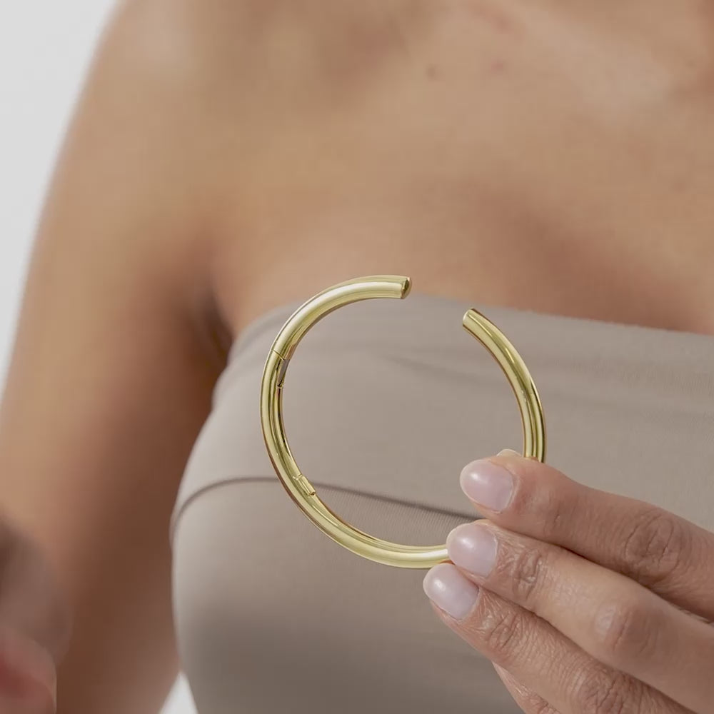 14K Gold 5MM Thick Open Cuff Bangle Bracelet Ferkos Fine Jewelry