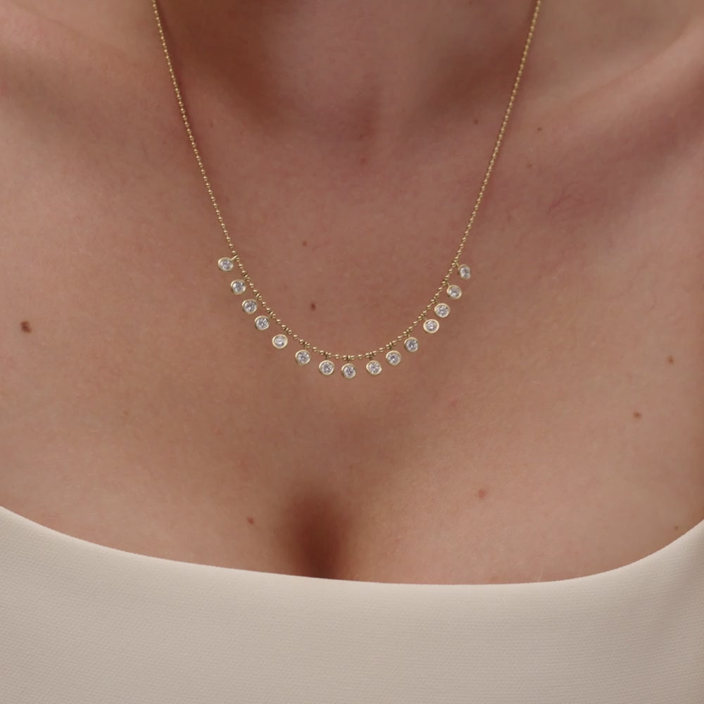 1.50 Ctw 14k Bezel Set Lab Grown Diamond Drop Necklace - Linda Ferkos Fine Jewelry