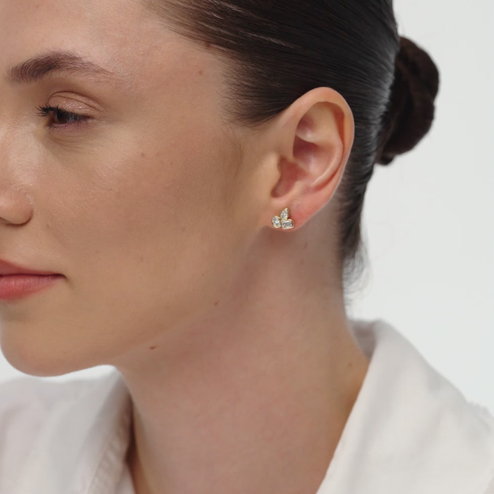 1.30 Ctw 14k Mixed Shape Lab Grown Diamond Stud Earrings - Maura Ferkos Fine Jewelry