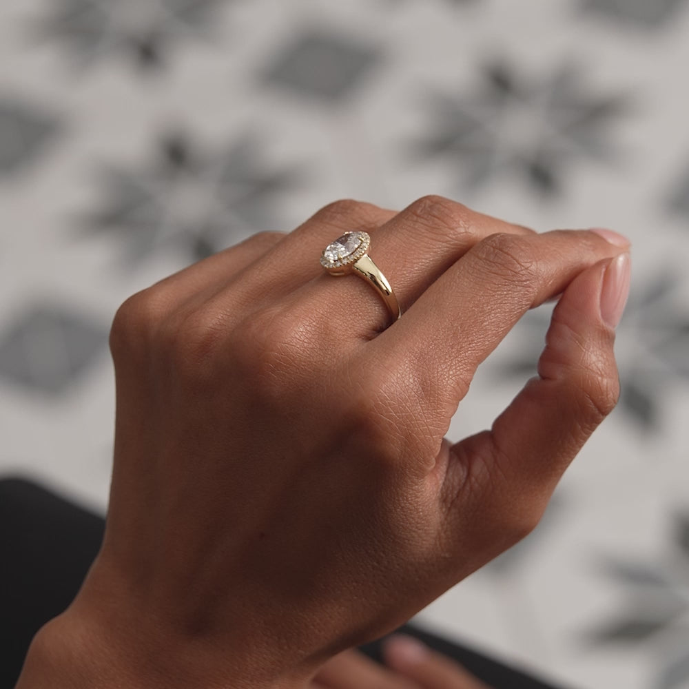 1.85 Ctw 14k Oval Shape Lab Grown Diamond Halo Engagement Ring - Leta Ferkos Fine Jewelry