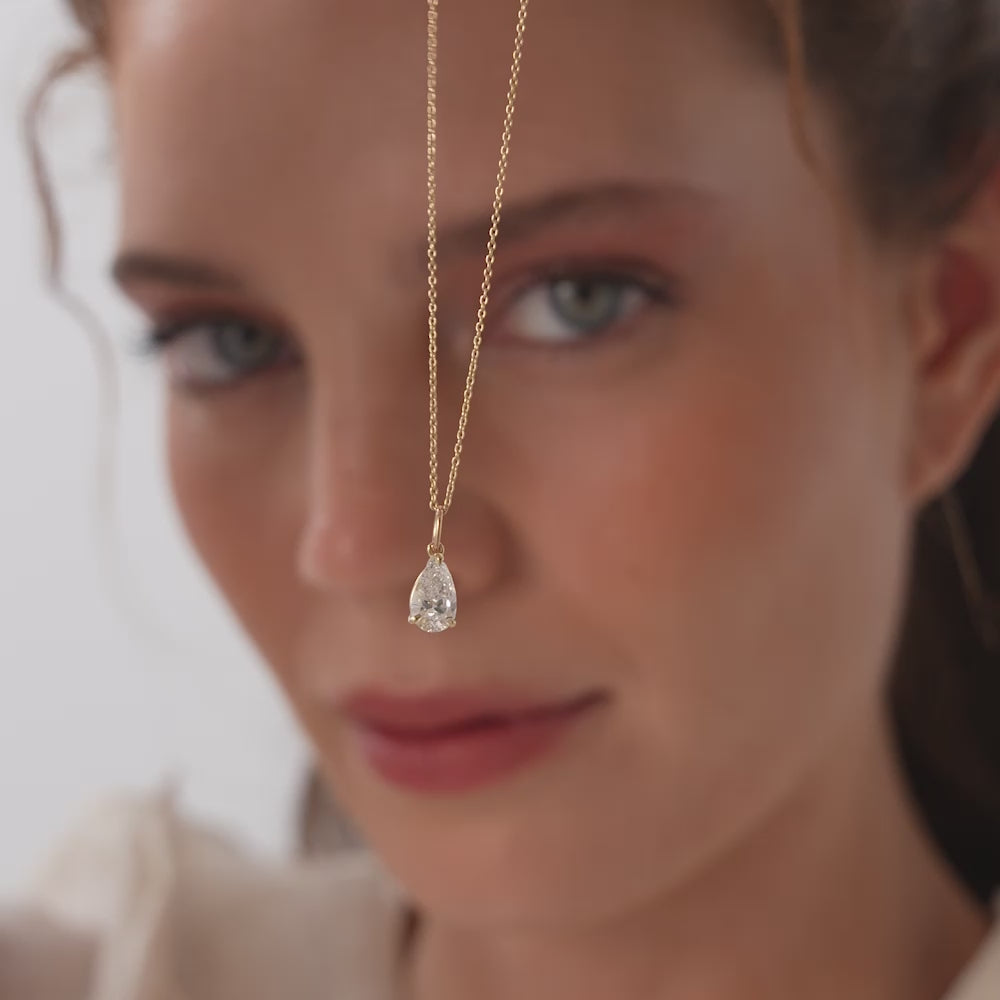 1.00 Ctw 14k Pear Shaped Lab Grown Diamond Classic Charm Necklace - Rita Ferkos Fine Jewelry