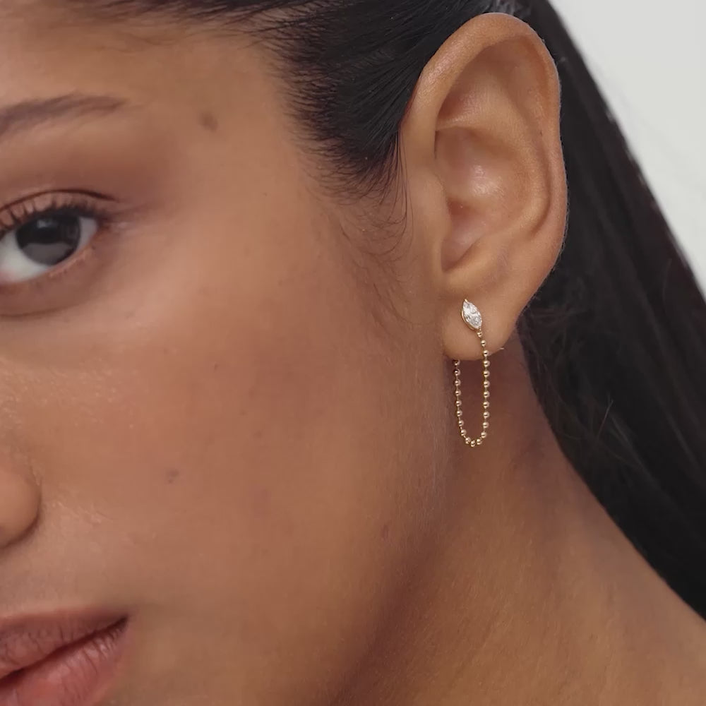 0.40 ctw 14K Gold Marquise Lab Grown Diamond Beaded Chain Stud Drop Earrings - Lirra Ferkos Fine Jewelry