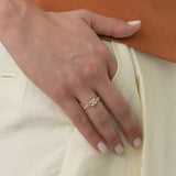 14k Curb Link Illusion Setting Baguette Diamond Ring