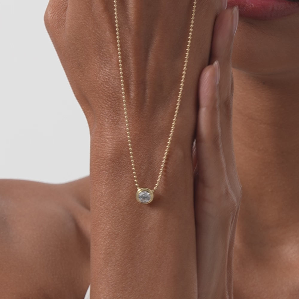 0.75 Ctw 14k Gold Round Lab Diamond Beaded Necklace - Ina Ferkos Fine Jewelry