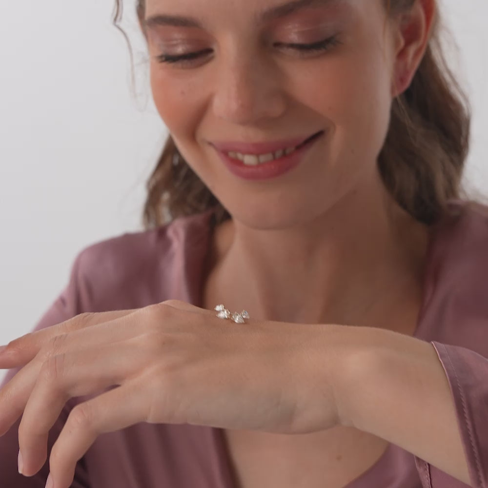 0.85 Ctw 14k Prong Setting Lab Grown Diamond Double Pear Stud Earrings - Helia Ferkos Fine Jewelry