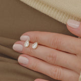 14k Baguette and Round Diamond Pear Studs Ferkos Fine Jewelry