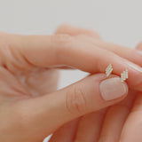 14k Diamond Step Design Geometric Stud Earrings Ferkos Fine Jewelry